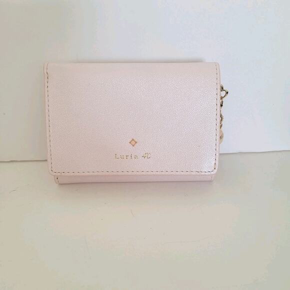 4C Luria Light Pink Saffiano Leather Wallet Floral Charm Designer Cute Small - Picture 1 of 10